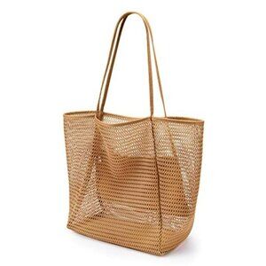BeachNylon Mesh Tote Bag, Casual Tote Bag Hobo Women Foldable